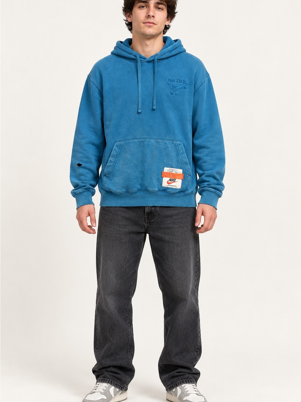 Nike Authentically Distorted Teal Graphic Hoodie Men’s M Distressed